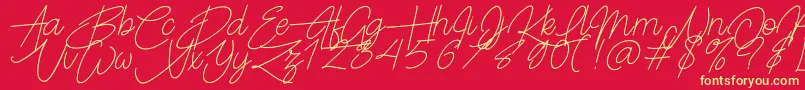 Frayhord Personal Use-Schriftart – Gelbe Schriften auf rotem Hintergrund