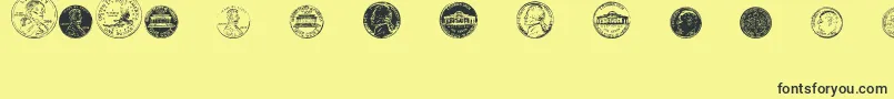 DjCoinage-fontti – mustat fontit keltaisella taustalla
