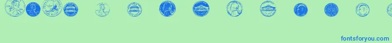 Шрифт DjCoinage – синие шрифты на зелёном фоне