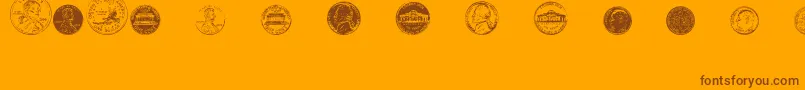 フォントDjCoinage – オレンジの背景に茶色のフォント