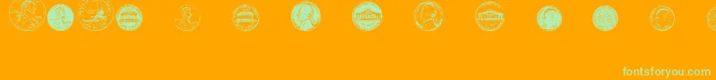 fuente DjCoinage – Fuentes Verdes Sobre Fondo Naranja
