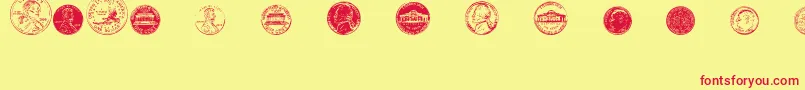 DjCoinage Font – Red Fonts on Yellow Background