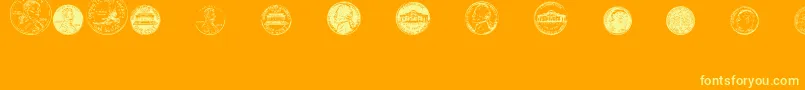 Fonte DjCoinage – fontes amarelas em um fundo laranja