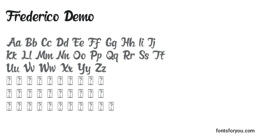 Fuente Frederico Demo - alfabeto, números, caracteres especiales