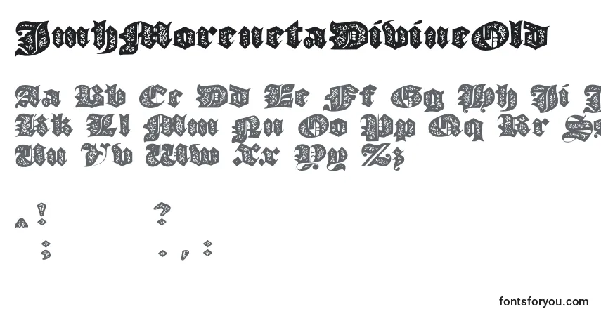 Schriftart JmhMorenetaDivineOld – Alphabet, Zahlen, spezielle Symbole