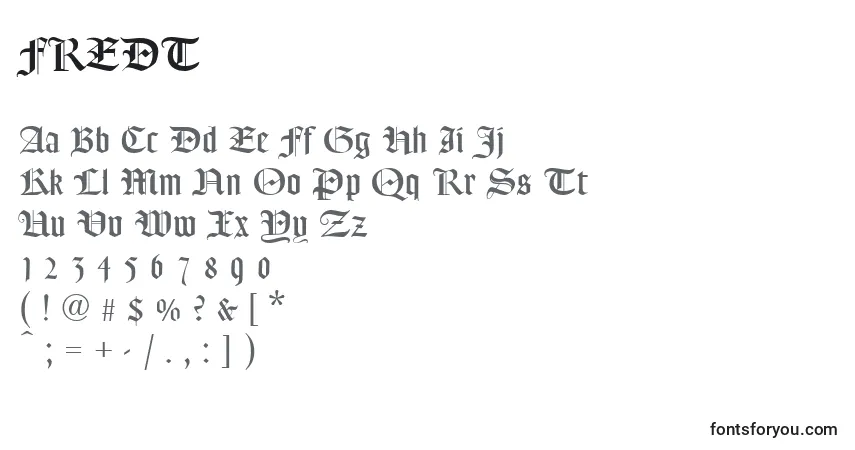 A fonte FREDT    (127191) – alfabeto, números, caracteres especiais