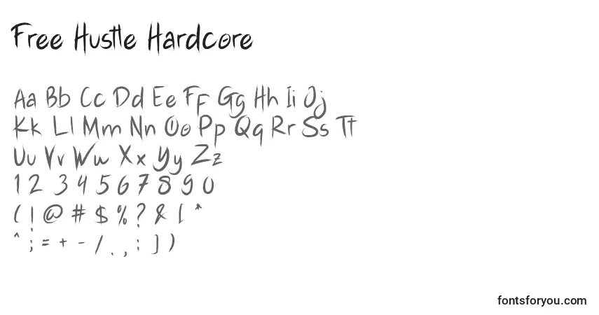 Fuente Free Hustle Hardcore - alfabeto, números, caracteres especiales