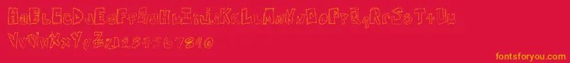 Free Nights  Weekends-Schriftart – Orangefarbene Schriften auf rotem Hintergrund