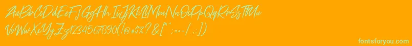 Free Pen Font – Green Fonts on Orange Background