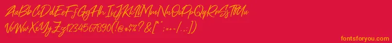 Free Pen Font – Orange Fonts on Red Background