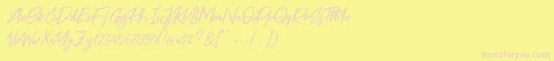 Czcionka Free Pen – różowe czcionki na żółtym tle