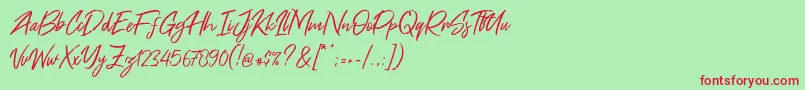 Free Pen Font – Red Fonts on Green Background