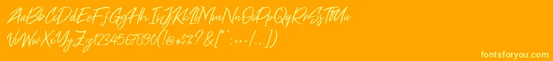 Free Pen Font – Yellow Fonts on Orange Background