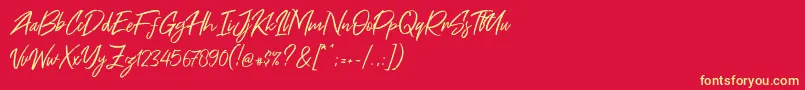 Free Pen Font – Yellow Fonts on Red Background