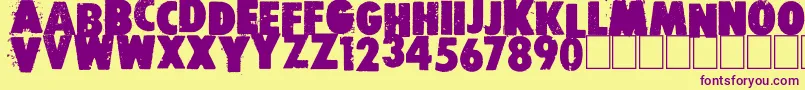 Free press-fontti – violetit fontit keltaisella taustalla