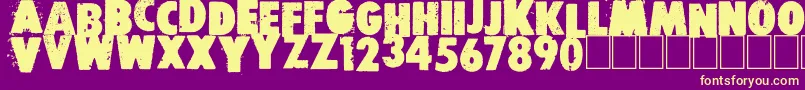 フォントFree press – 紫の背景に黄色のフォント