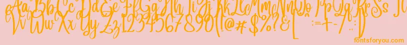 Free Version Angelina-Schriftart – Orangefarbene Schriften auf rosa Hintergrund