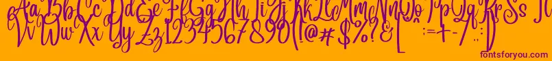 Free Version Angelina-Schriftart – Violette Schriften auf orangefarbenem Hintergrund