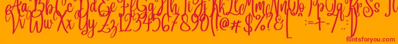 Free Version Angelina Font – Red Fonts on Orange Background