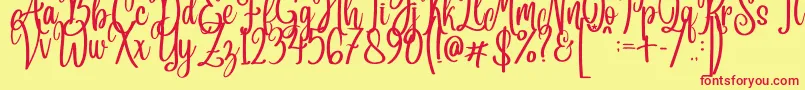 Free Version Angelina Font – Red Fonts on Yellow Background