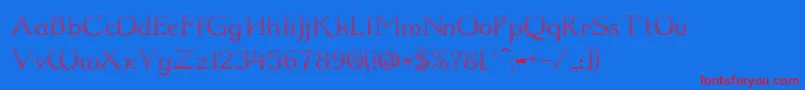 Dum2cud-Schriftart – Rote Schriften auf blauem Hintergrund