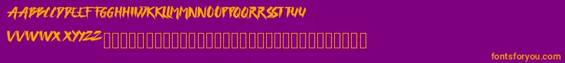 FREEDAY-fontti – oranssit fontit violetilla taustalla