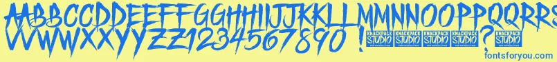 FreedoomedDemo Font – Blue Fonts on Yellow Background