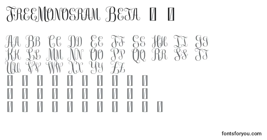 A fonte FreeMonogram Beta 0 5 (127211) – alfabeto, números, caracteres especiais