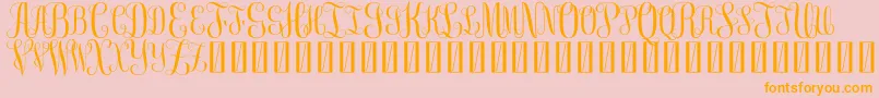 FreeMonogram Beta 0 5-Schriftart – Orangefarbene Schriften auf rosa Hintergrund