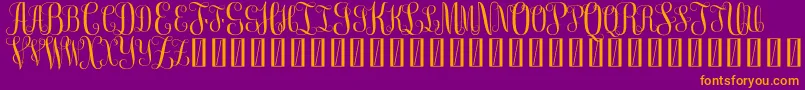 FreeMonogram Beta 0 5-Schriftart – Orangefarbene Schriften auf violettem Hintergrund