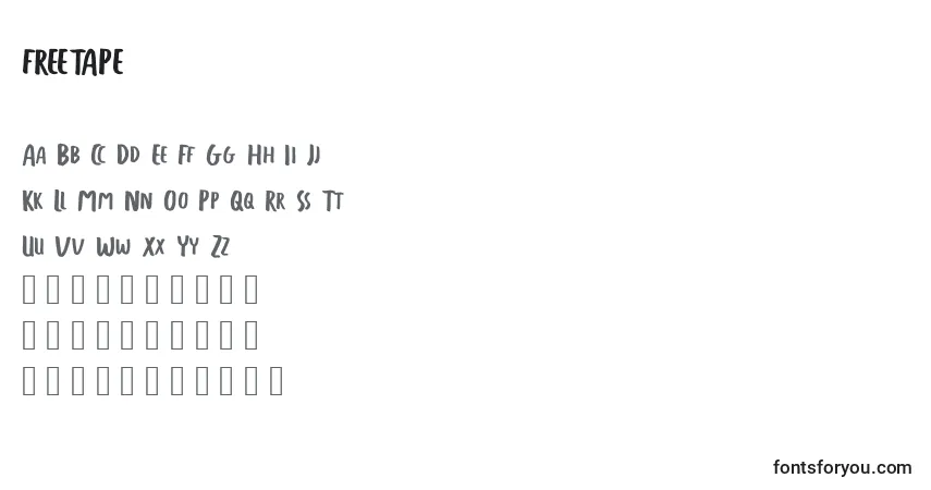 Schriftart FREETAPE (127213) – Alphabet, Zahlen, spezielle Symbole