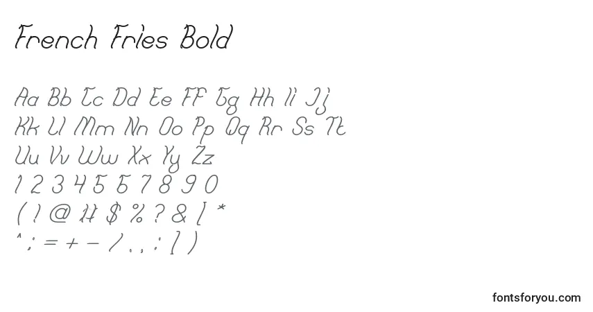 Schriftart French Fries Bold – Alphabet, Zahlen, spezielle Symbole