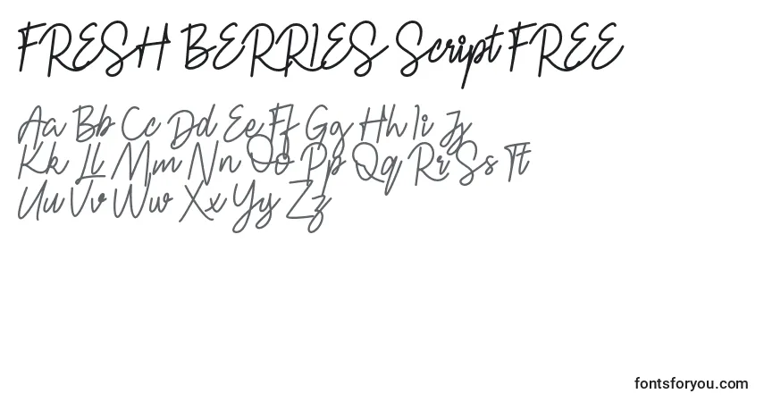 A fonte FRESH BERRIES Script FREE – alfabeto, números, caracteres especiais