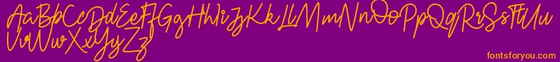 Czcionka FRESH BERRIES Script FREE – pomarańczowe czcionki na fioletowym tle