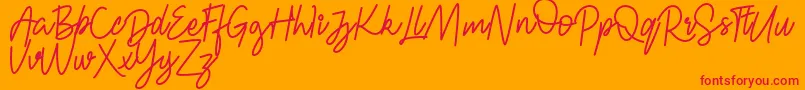 フォントFRESH BERRIES Script FREE – オレンジの背景に赤い文字