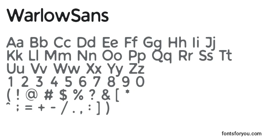 Czcionka WarlowSans – alfabet, cyfry, specjalne znaki