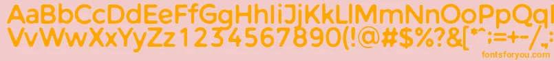 Weitere Informationen zur WarlowSans-Schriftart WarlowSans-Schriftart – Orangefarbene Schriften auf rosa Hintergrund