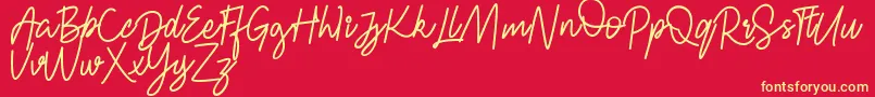 FRESH BERRIES Script FREE-Schriftart – Gelbe Schriften auf rotem Hintergrund