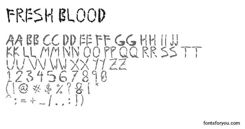 Schriftart Fresh Blood – Alphabet, Zahlen, spezielle Symbole