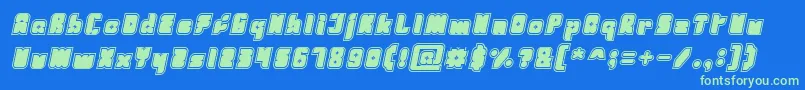 フォントFresh Mint Italic – 青い背景に緑のフォント