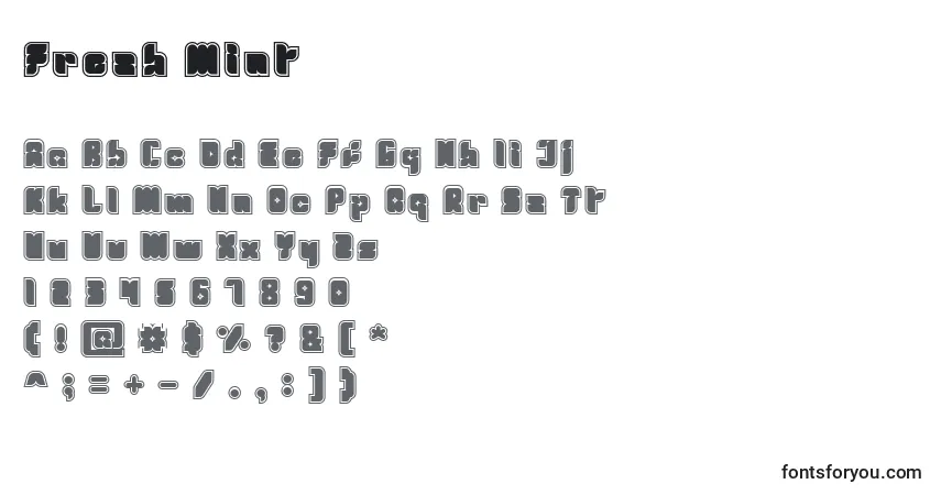 Шрифт Fresh Mint – алфавит, цифры, специальные символы