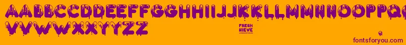 Fresh Nieve Font – Purple Fonts on Orange Background