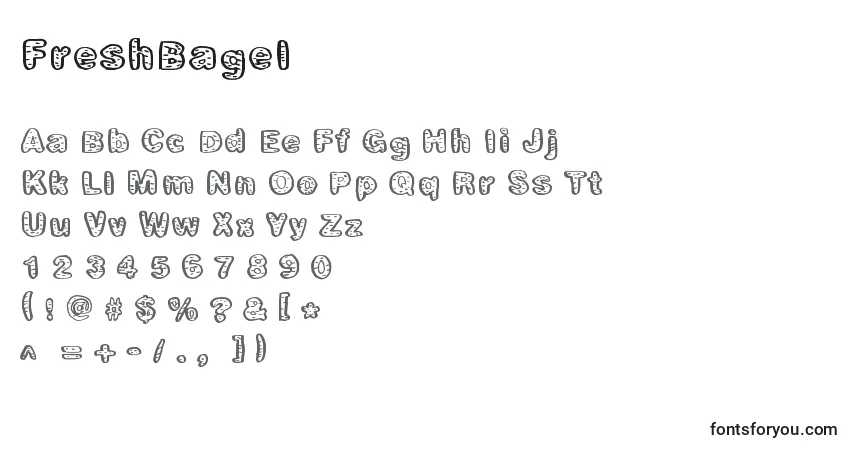 A fonte FreshBagel – alfabeto, números, caracteres especiais