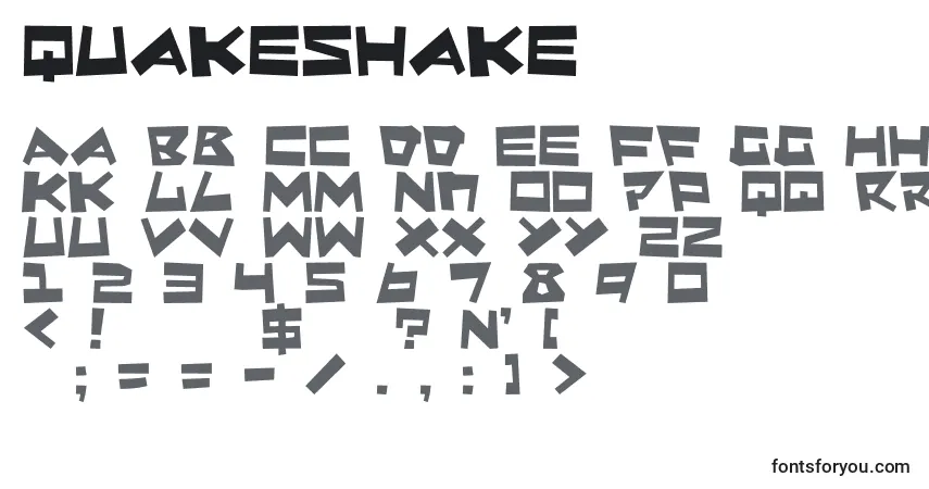 Czcionka QuakeShake – alfabet, cyfry, specjalne znaki