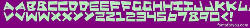 フォントQuakeShake – 紫の背景に緑のフォント