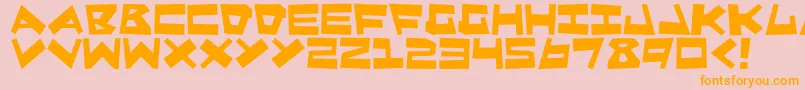QuakeShake-Schriftart – Orangefarbene Schriften auf rosa Hintergrund