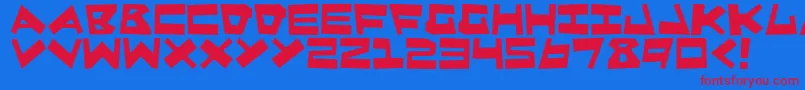 QuakeShake-fontti – punaiset fontit sinisellä taustalla