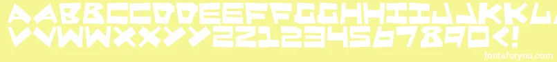 フォントQuakeShake – 黄色い背景に白い文字