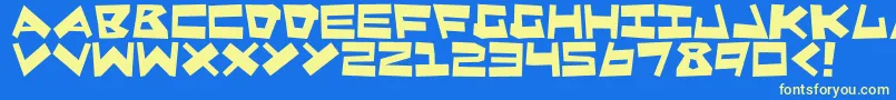 QuakeShake-fontti – keltaiset fontit sinisellä taustalla