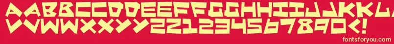 QuakeShake-fontti – keltaiset fontit punaisella taustalla